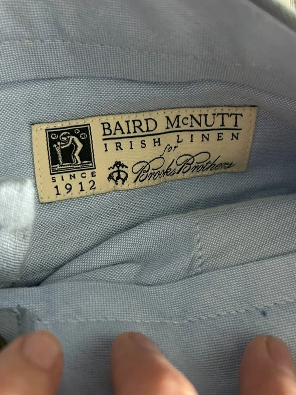Brooks Brothers Clark Pants 34x32 Baird McNutt Irish Linen Cotton Light Blue